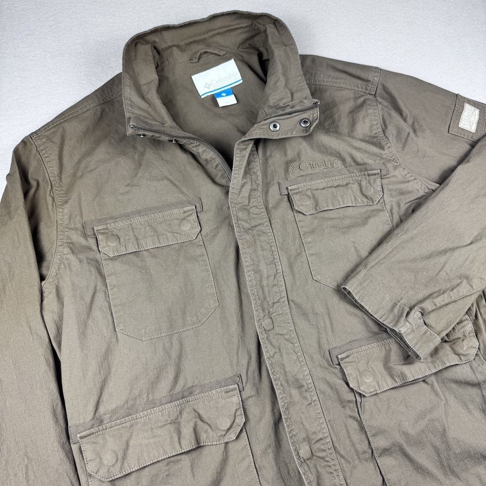Columbia Barn Chore Jacket Men XL Canvas Woven‎ Pockets Utility Work Brown